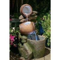 Primrose Cascading Water Feature Stone Effect 'Honey Pots Barrel' Lights 68cm