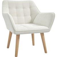 HOMCOM Luxe Velvet-Feel Accent Chair w/ Wide Arms Slanted Back Wood Legs in Cream