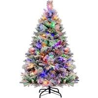 Gymax 4.5FT Pre-lit Christmas Tree With 26 Pine Cones 472 Tips & 160 LED Light 8 Modes in Green