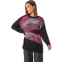 Roman Women's Contrast Space Dye Knit Jumper in Red | Size: 14