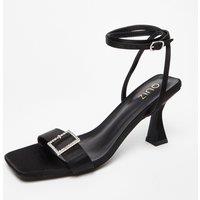 Quiz Women's Black Satin Buckle Heels | Size: 4