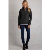 Weird Fish Women's Beye 1/4 Zip Grid Fleece in Jet Black | Size: 12