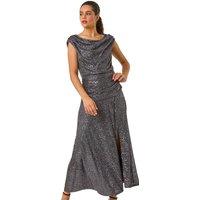 Sequin Cowl Neck Maxi Stretch Dress