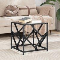 Coffee Table with Black Glass Top 40x40x41 cm Steel