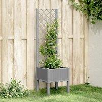Berkfield Home Garden Planter with Trellis Light Grey 40x40x142 cm PP | Size: 40 x 40 x 142 cm