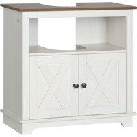 Kleankin Bathroom Sink Cabinet Under Sink Storage Cabinet with Double Doors in White