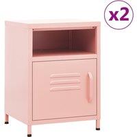 Berkfield Home Nightstands 2 pcs Pink 35x35x51 cm Steel | Size: 35 x 35 x 51 cm