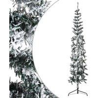 Berkfield Home Slim Artificial Half Christmas Tree with Flocked Snow 180 cm in Green