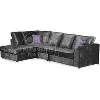 Crystal Crushed Velvet Large 5 Seater L Shaped Corner Sofa Left Hand Facing Full Back