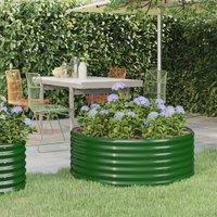 Garden Raised Bed Powder-coated Steel 100x100x36 cm Green