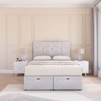Jasmine Plush Fabric Ottoman Bed End Opening With Sprung Memory Mattress & 54 Inch Floorstanding Headboard