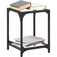 Berkfield Home Coffee Table with Transparent Glass Top 30x30x40 cm Steel in Black | Size: 30 x 30 x 40 cm