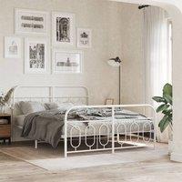 Metal Bed Frame without Mattress with Footboard White 140x190cm