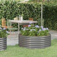 Berkfield Home Garden Raised Bed Powder-coated Steel 100x100x36 cm Grey | Size: 100 x 100 x 36 cm