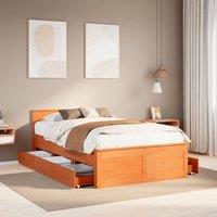 Berkfield Home Bed Frame without Mattress with Headboard Wax Brown 120x190 cm Small Double Solid Wood Pine