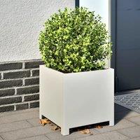 Berkfield Home Garden Planter White 40x40x40 cm Steel | Size: 40 x 40 x 40 cm