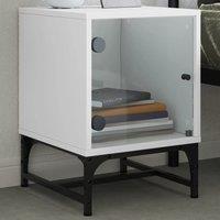 Berkfield Home Bedside Cabinet with Glass Door White 35x37x50 cm | Size: 35 x 37 x 50 cm