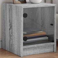 Berkfield Home Bedside Cabinet with Glass Door Grey Sonoma 35x37x42 cm | Size: 35 x 37 x 42 cm