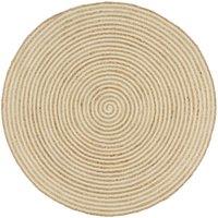 Handmade Rug Jute with Spiral Design White 120 cm