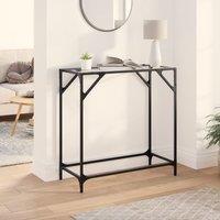 Berkfield Home Console Table with Transparent Glass Top 80x35x81 cm Steel in Brown | Size: 80 x 35 x 81 cm