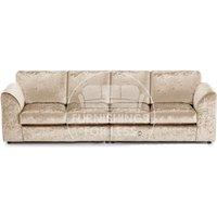 Furnishings For Less UK Crystal Crushed Velvet Long 4 Seater Sofa Full Back Curved Arm Full Back in Beige