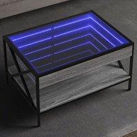 Berkfield Home Coffee Table with Infinity LED Grey Sonoma 70x50x38 cm | Size: 70 x 50 x 38 cm
