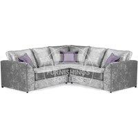 Furnishings For Less UK Crystal 5 Seater Crushed Velvet Fabric Corner Sofa L Shaped 2 Corner 2 - Full Back in Silver