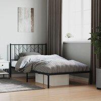 Berkfield Home Metal Bed Frame without Mattress with Headboard Black 107x203cm | Size: 107x203 cm