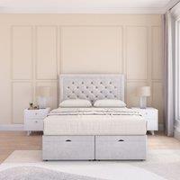Montana Plush Fabric Ottoman Bed End Opening With Sprung Memory Mattress & 26 Inch Headboard