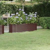 Garden Raised Bed Powder-coated Steel 152x40x36 cm Brown