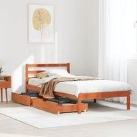 Bed Frame without Mattress Wax Brown 75x190 cm Small Single Solid Wood Pine