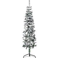 Berkfield Home Slim Artificial Half Christmas Tree with Flocked Snow 150 cm in Green