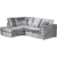 Crystal Crushed Velvet 3 to 4 Seater L Shaped Corner Sofa Left Hand Facing