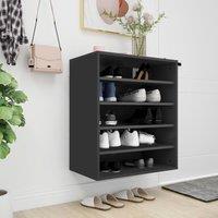 Berkfield Home Shoe Cabinet Black 60x35x70 cm Engineered Wood | Size: 60 x 35 x 70 cm