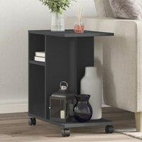 Berkfield Home Side Table with Wheels Black 50x30x55 cm Engineered Wood | Size: 50 x 30 x 55 cm