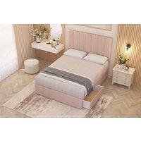 Somnior Austin Plush Velvet Divan Bed Set 2 Drawers with Midnight Pocket Spring Mattress & Headboard in Pink | Size: Single