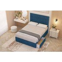 Somnior Austin Plush Velvet Divan Bed Set 2 Drawers with Midnight Pocket Spring Mattress & Headboard in Navy | Size: Single
