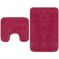 Bathroom Mat Set 2 Pieces Fabric Fuchsia