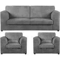 Luxor Jumbo Cord 3 + 1 + 1 Fabric 3 Piece Sofa Suite - Fullback
