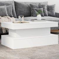 Berkfield Home Coffee Table with LED Lights White 90x50x40 cm | Size: 90 x 50 x 40 cm