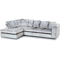 Crystal Crushed Velvet Large 5 Seater L Shaped Corner Sofa Left Hand Facing