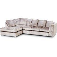 Crystal Crushed Velvet Large 5 Seater L Shaped Corner Sofa Left Hand Facing