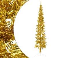Berkfield Home Slim Artificial Half Christmas Tree with Stand Gold 240 cm