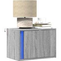 Berkfield Home Wall-mounted Bedside Cabinet with LED Lights Grey Sonoma