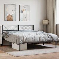 Metal Bed Frame with Headboard Black 160x200 cm