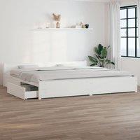 Bed Frame with Drawers White 180x200 cm Super King Size