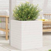 Berkfield Home Garden Planter White 40x40x46 cm Solid Wood Pine | Size: 40 x 40 x 46 cm