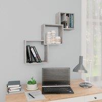 Berkfield Home Cube Wall Shelf Concrete Grey 68x15x68 cm Engineered Wood | Size: 68 x 15 x 68 cm