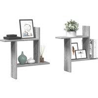 Berkfield Home Wall Shelves 2 pcs Grey Sonoma 50x12x50 cm Engineered Wood | Size: 50 x 12 x 50 cm