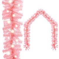 Berkfield Home Christmas Garland with LED Lights 10 m Pink